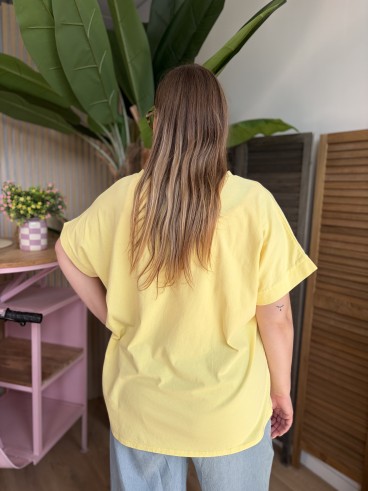 T-Shirt Curvy Iconic Club à pois jaune grande taille