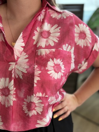 Blouse marguerite à col V