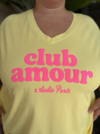 T-Shirt Curvy Club Amour jaune