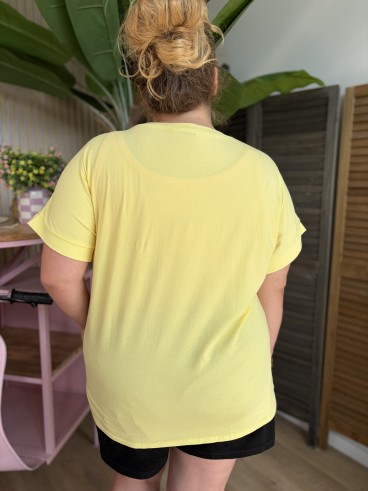 T-Shirt Curvy Club Amour jaune grande taille