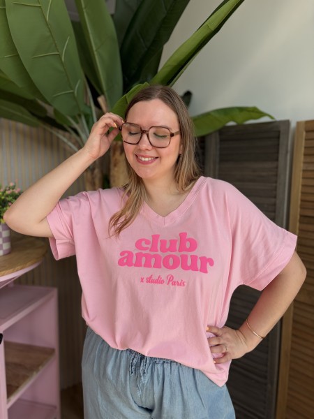 T-Shirt Curvy Club Amour rose grande taille
