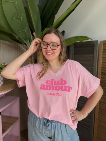 T-Shirt Curvy Club Amour rose grande taille