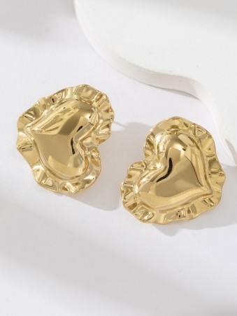Boucles d'oreilles dorées coeur martelé