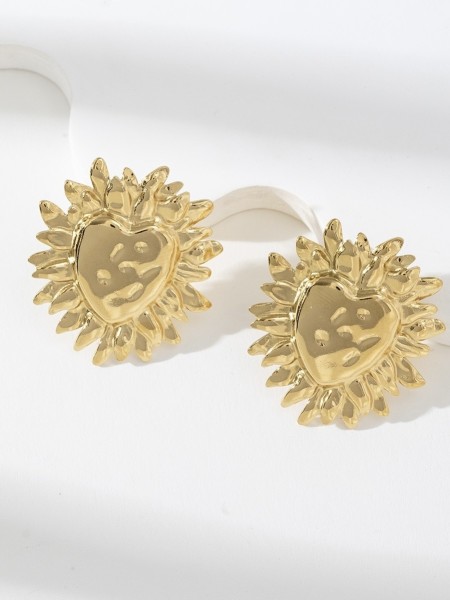 Boucles d'oreilles dorées coeur & soleil
