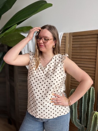 Blouse Romy à pois grande taille