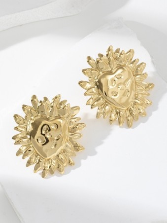 Boucles d'oreilles dorées coeur & soleil