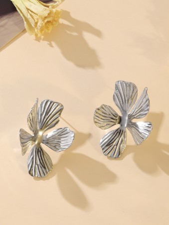 Boucles d'oreilles argentées fleur 5 pétales