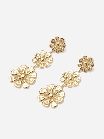 Boucles d'oreilles pendantes 3 fleurs