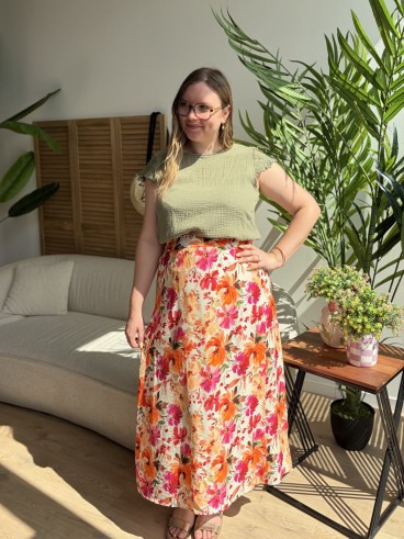 Jupe longue Agathe fleurie grande taille