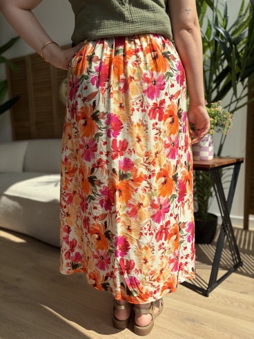 Jupe longue Agathe fleurie grande taille