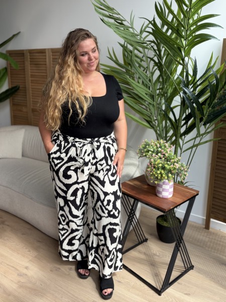 Pantalon fluide Labyrinthe noir grande taille