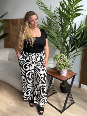 Pantalon fluide Labyrinthe noir grande taille