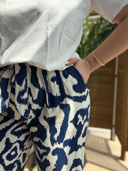 Pantalon fluide Labyrinthe bleu