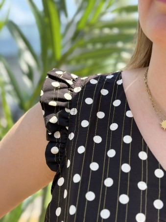 Blouse Romy à Pois noire