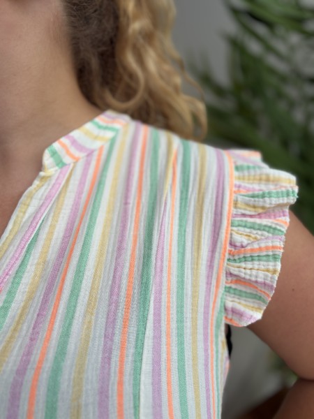 Robe courte rayée Bahia verte