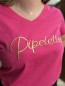 T-shirt Pipelette brodé rose fuchsia T-shirt Pipelette brodé rose fuchsia
