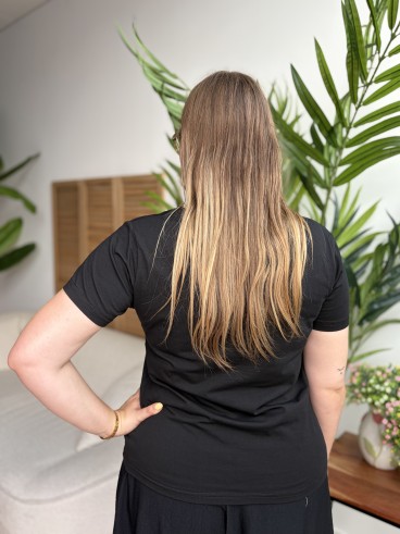 T-shirt Pipelette brodé noir grande taille