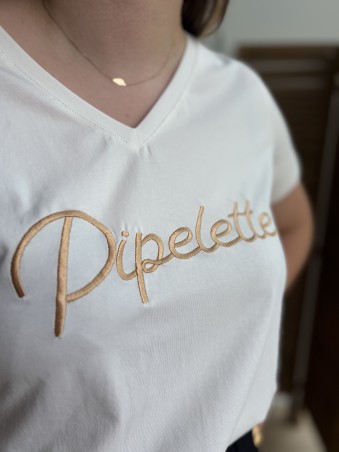 T-shirt Pipelette brodé blanc