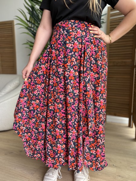 Jupe longue fleurie Alba  grande taille
