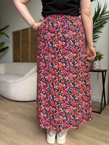 Jupe longue fleurie Alba  grande taille