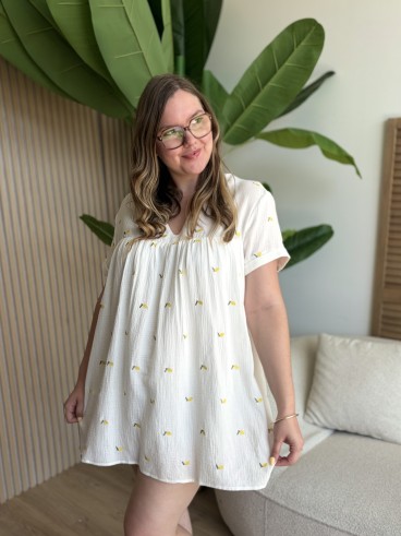 Robe-short Limoncello en gaze de coton grande taille