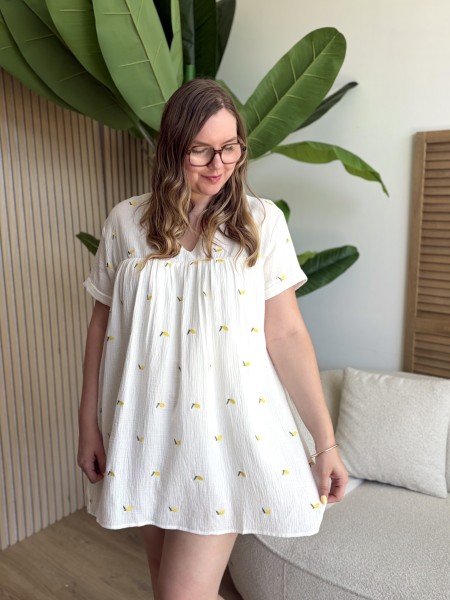 Robe-short Limoncello en gaze de coton grande taille
