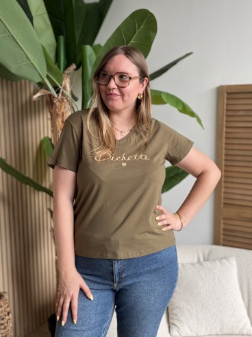T-shirt bichette brodé kaki grande taille