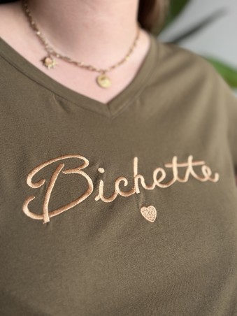 T-shirt bichette brodé kaki