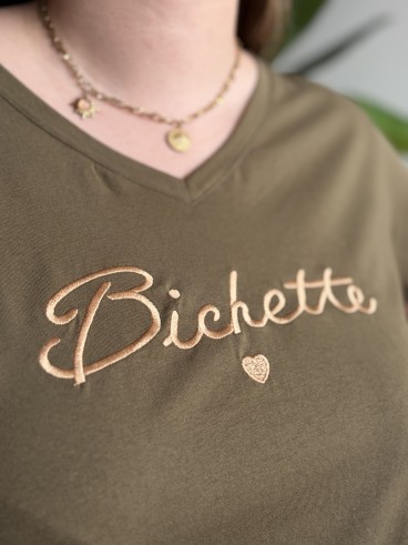 T-shirt bichette brodé kaki grande taille