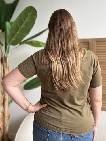 T-shirt bichette brodé kaki grande taille