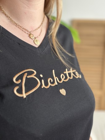 T-shirt bichette brodé noir
