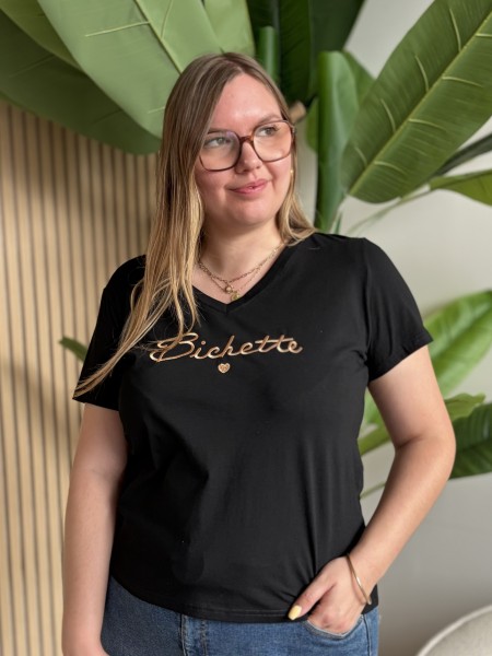 T-shirt bichette brodé noir grande taille