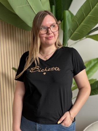 T-shirt bichette brodé noir grande taille
