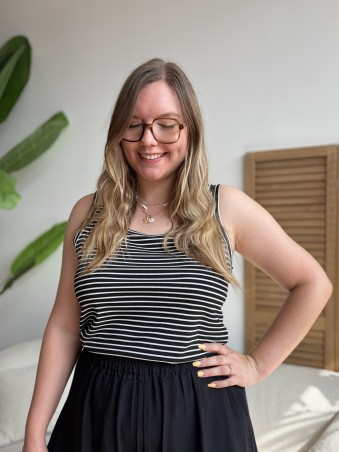 Débardeur côtelé curvy à rayures noir grande taille