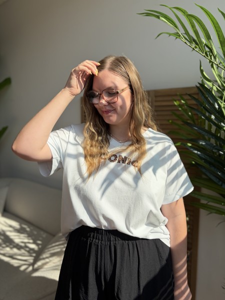 T-shirt Iconic Blanc écriture Léopard grande taille