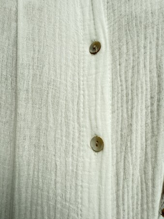 Ensemble chemise + pantalon gaze de coton uni blanc