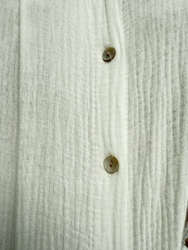 Ensemble chemise + pantalon gaze de coton uni blanc