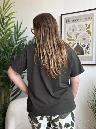 T-shirt Love léopard kaki grande taille