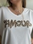 T-shirt amour léopard blanc