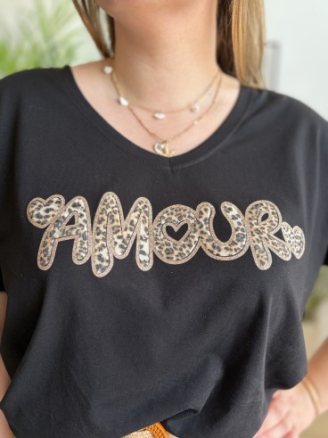 T-shirt amour léopard blanc grande taille