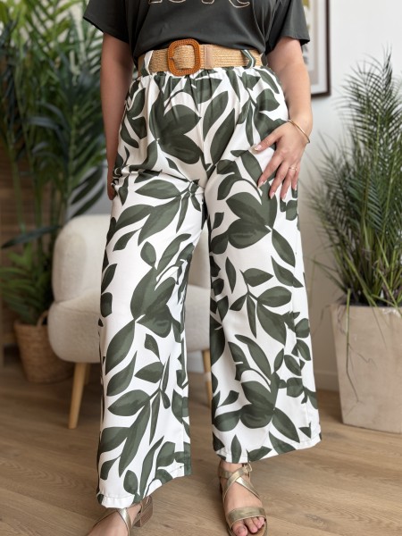 Pantalon fluide Alice kaki grande taille
