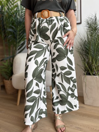 Pantalon fluide Alice kaki grande taille