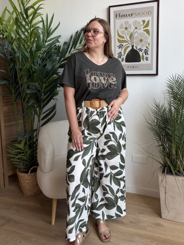 Pantalon fluide Alice kaki grande taille