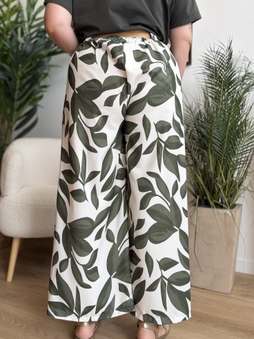 Pantalon fluide Alice kaki grande taille