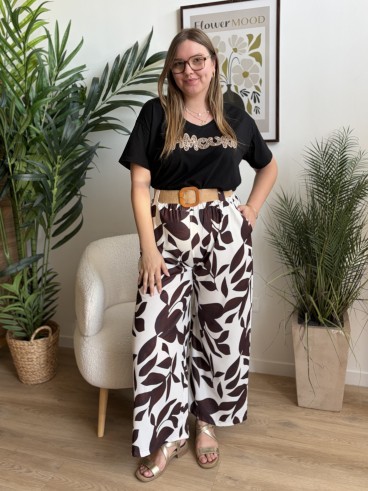 Pantalon fluide Alice marron grande taille