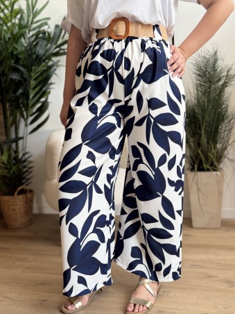 Pantalon fluide Alice bleu grande taille