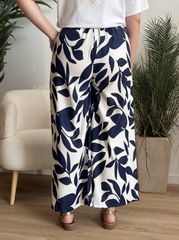Pantalon fluide Alice bleu grande taille