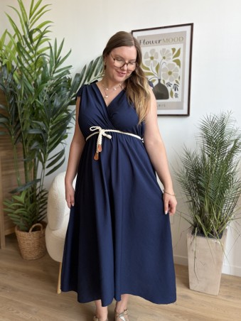 Robe longue Élise bleue grande taille