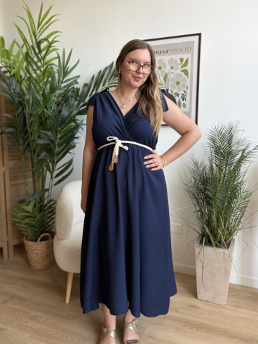 Robe longue Élise bleue grande taille