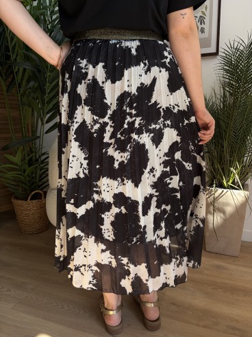 Jupe plissée Margaux noire grande taille